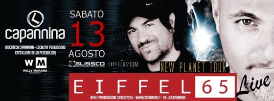 Sabato 13 Agosto – Capannina – Eiffel65