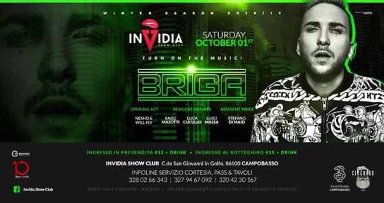☆★ InVidia Show Club ☆★ Sabato 01 Ottobre ☆ Special Guest BRIGA