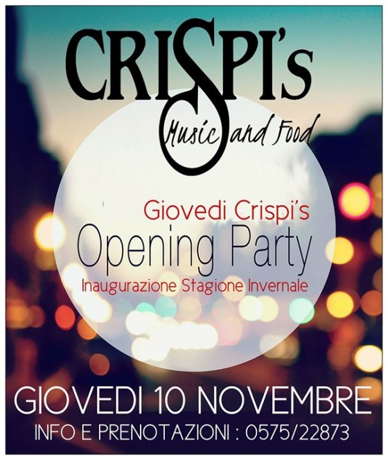 Giovedi CRISPI’S Opening PARTY