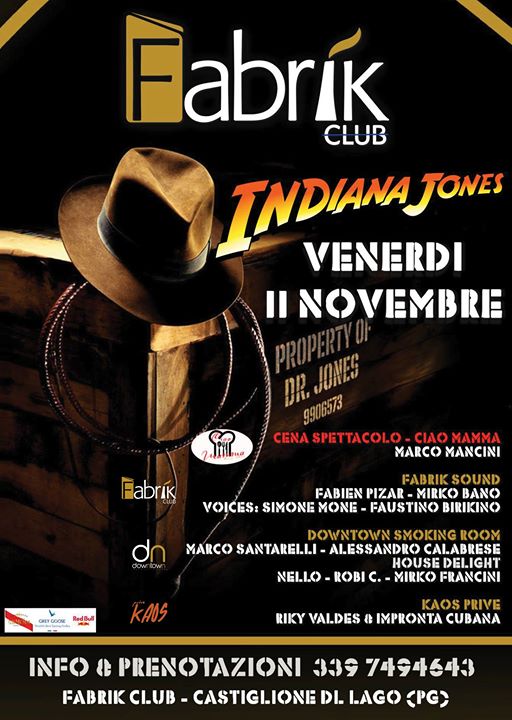 Indiana JONES Venerdì 11 Novembre 2016