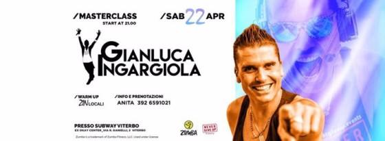 Sabato 22.04 // Masterclass di Zumba fitness con Gianluca Ingargiola