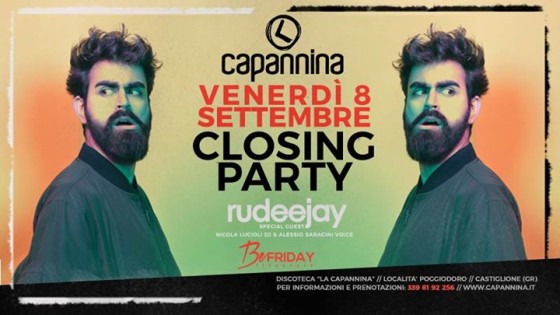 Venerdì 8 Settembre – #BeFriday Closing Party – Rudeejay