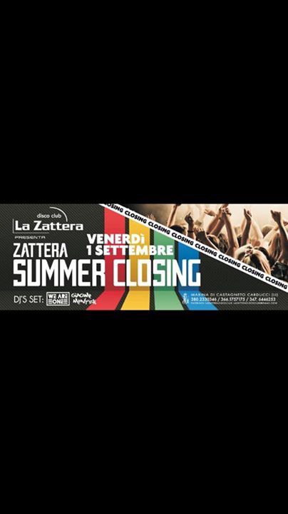 Venerdì 1 Settembre – Zattera Summer closing party!!!