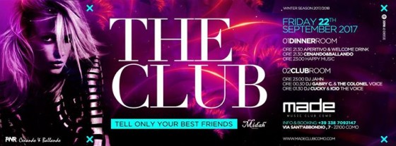 Friday 22nd September 2017 at Made Club