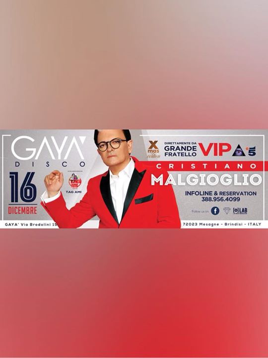 Sab. 16 Dic.-Cristiano Malgioglio- [Evento Ufficiale]